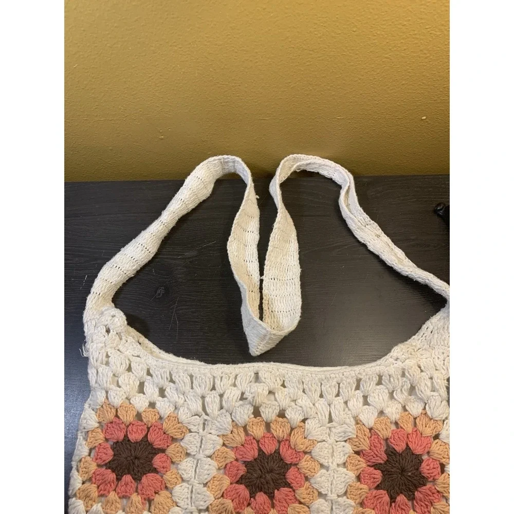 Womens Boho Shoulder Bag Colorful India Crochet Granny Square Hippie Festival‎